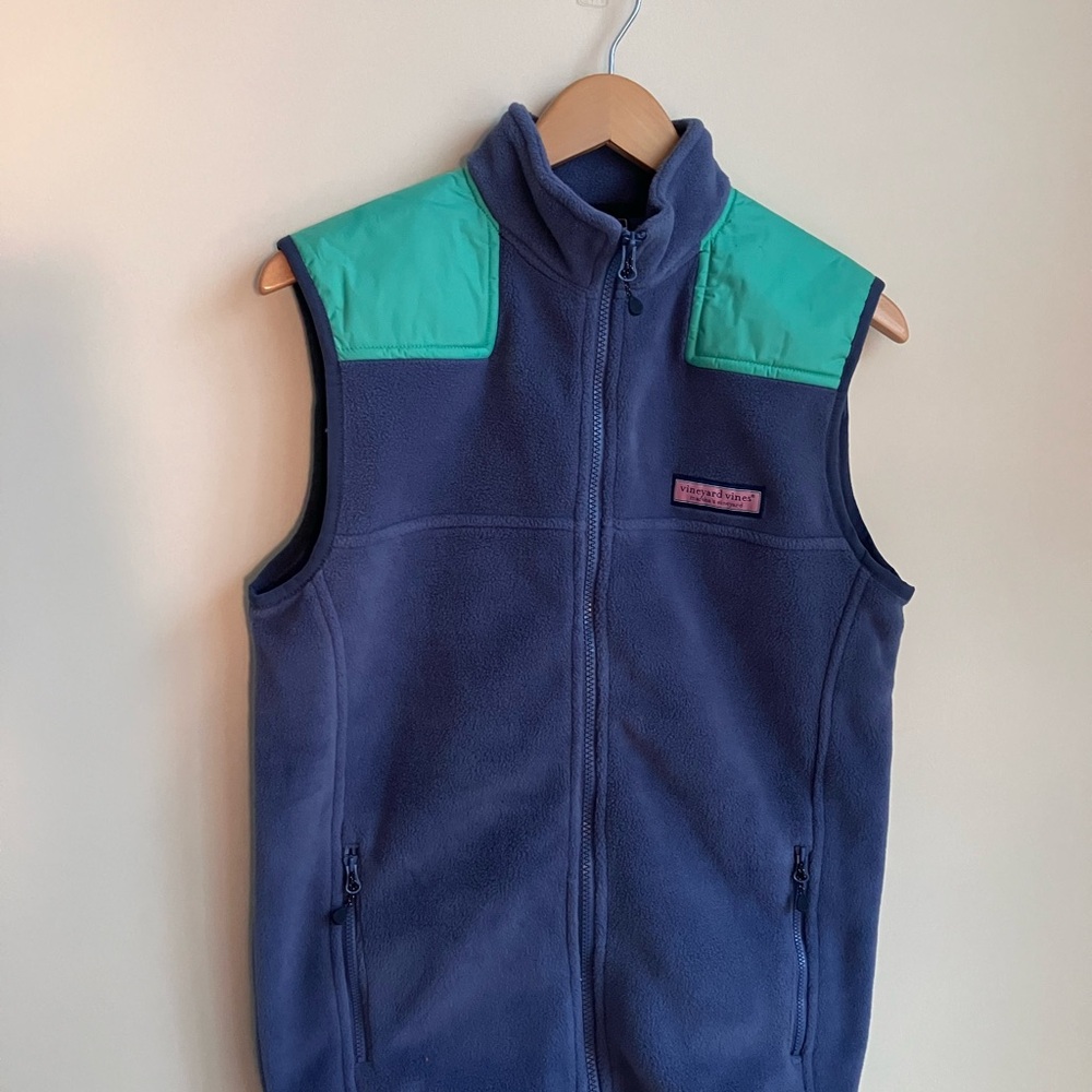 Vineyard Vines Full Zip Vest Blue Green Fleece pre owned Sz XS